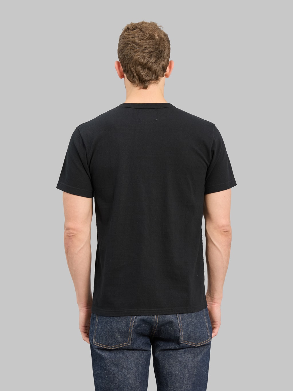 Wonder Looper ELS Recycled Cotton Slub Crewneck TShirt Black back fit