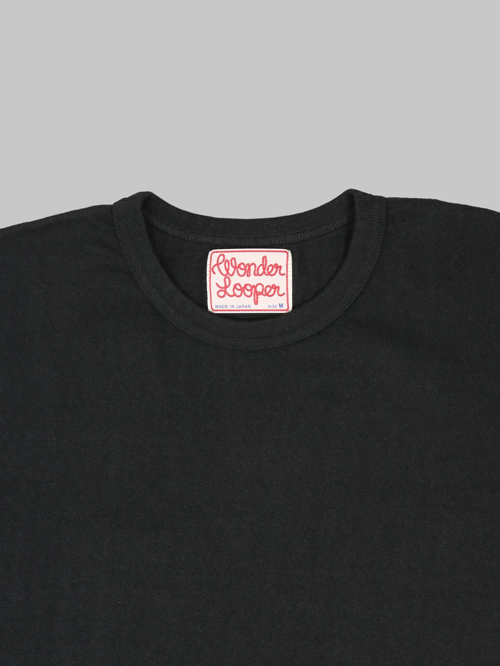 Wonder Looper ELS Recycled Cotton Slub Crewneck TShirt Black collar