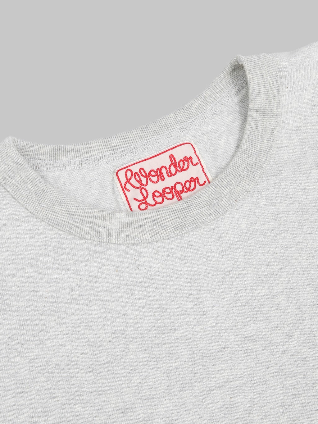 Wonder Looper ELS Recycled Cotton Slub TShirt Heather Grey collar