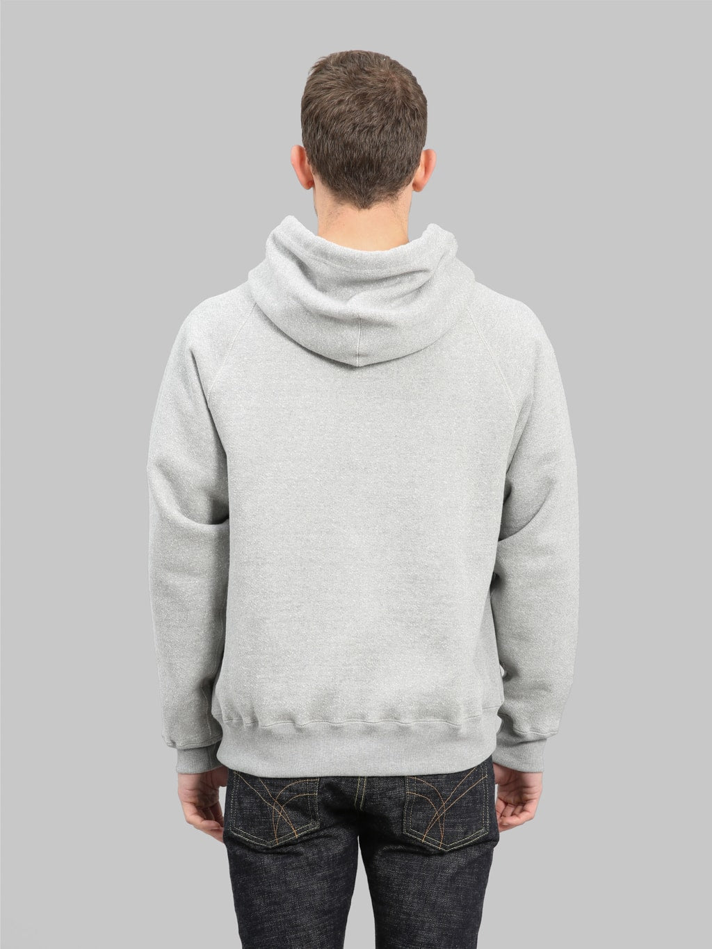 wonder looper hoodie double heavyweight french terry heather grey back fit