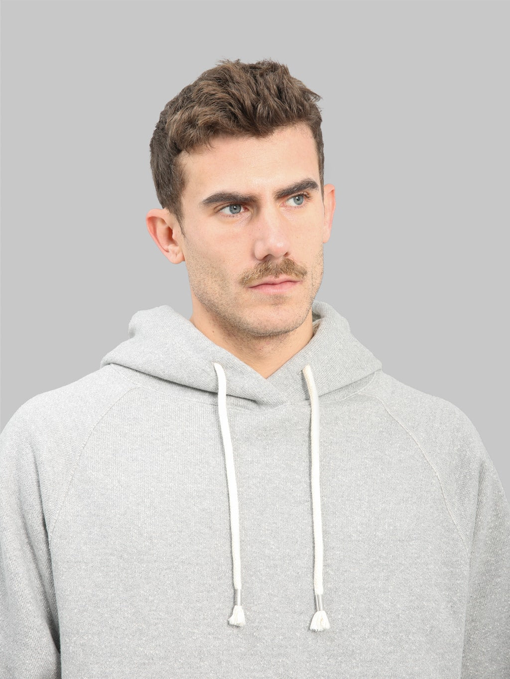 wonder looper hoodie double heavyweight french terry heather grey chest