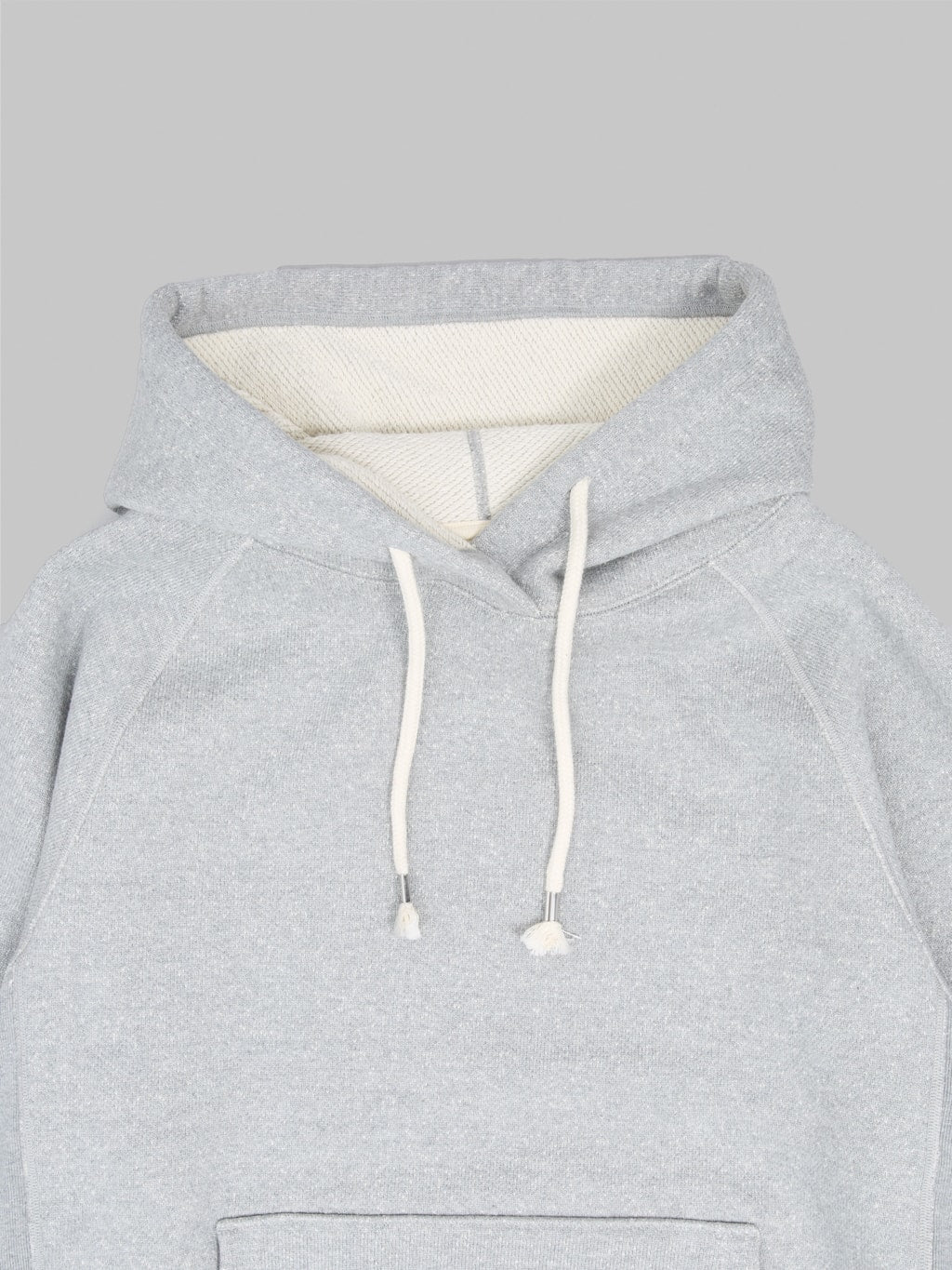 wonder looper hoodie double heavyweight french terry heather grey chest details