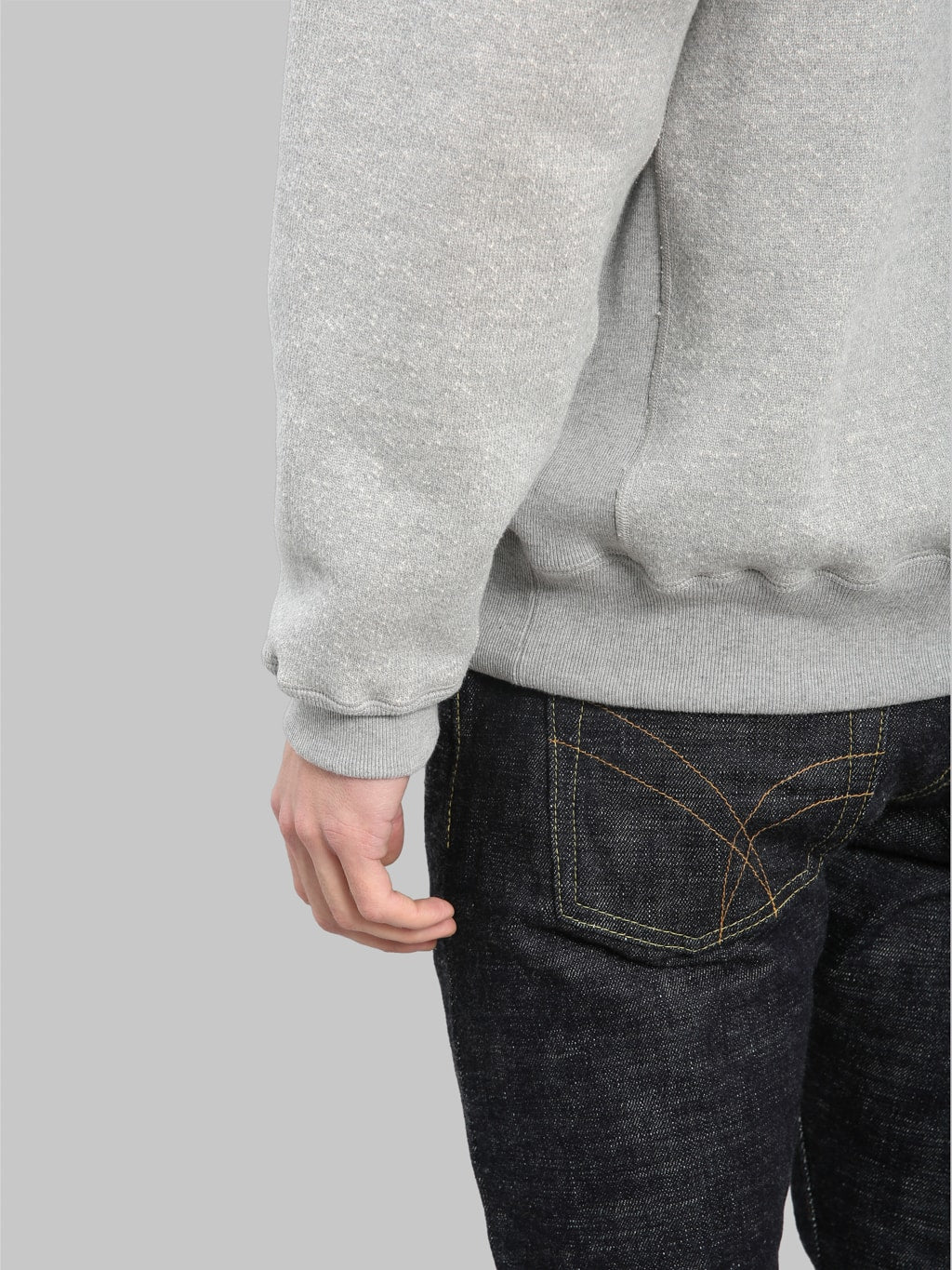 wonder looper hoodie double heavyweight french terry heather grey cuff