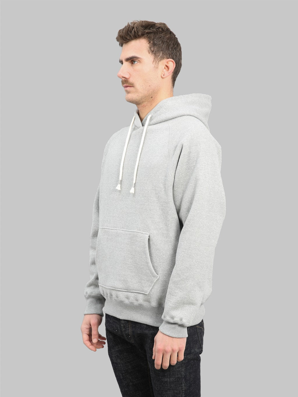 wonder looper hoodie double heavyweight french terry heather grey  side fit