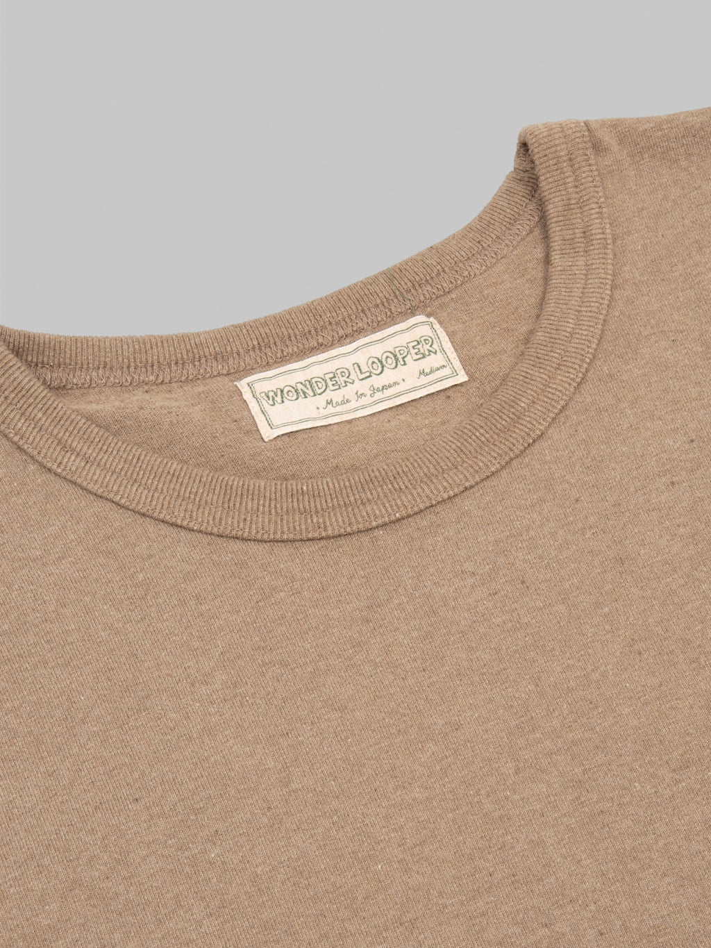 Wonder Looper Iron Mordant Foxfibre Tsuriami Crewneck TShirt Coyote 70 tag