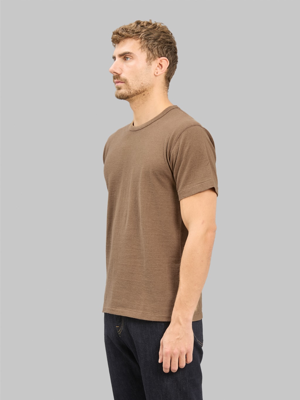 Wonder Looper Iron Mordant Foxfibre Tsuriami Crewneck TShirt Coyote 70 side look