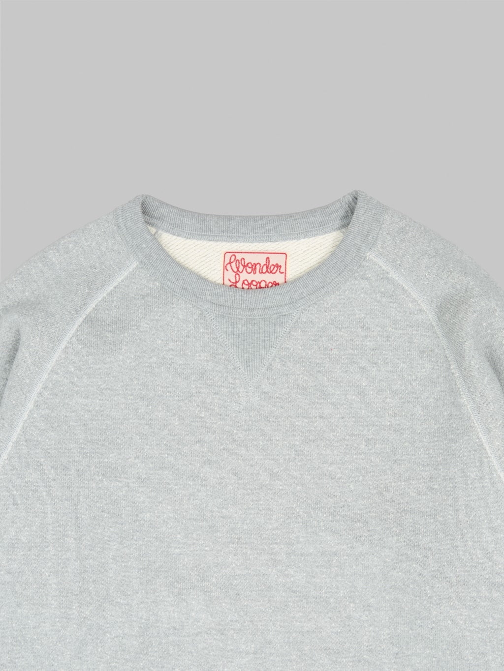 wonder looper pullover crewneck double heavyweight french terry heather grey  chest