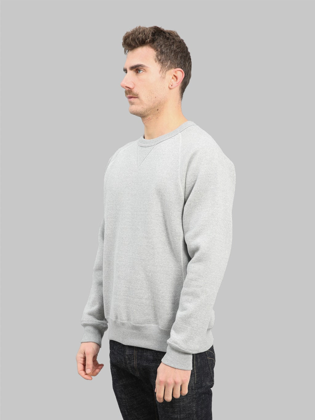 wonder looper pullover crewneck double heavyweight french terry heather grey side fit