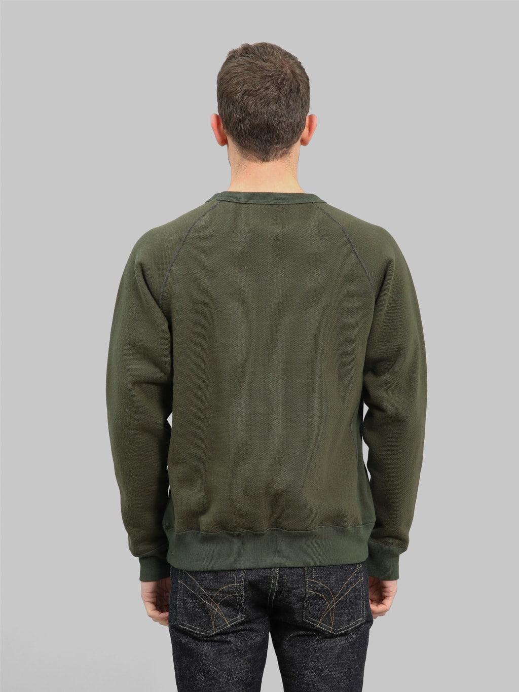 wonder looper pullover crewneck double heavyweight french terry khaki back fit