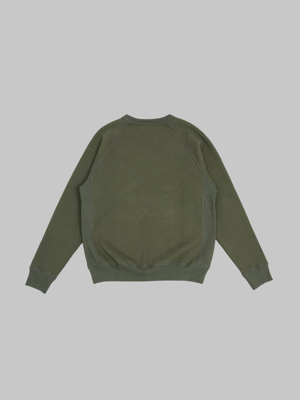 wonder looper pullover crewneck double heavyweight french terry khaki back