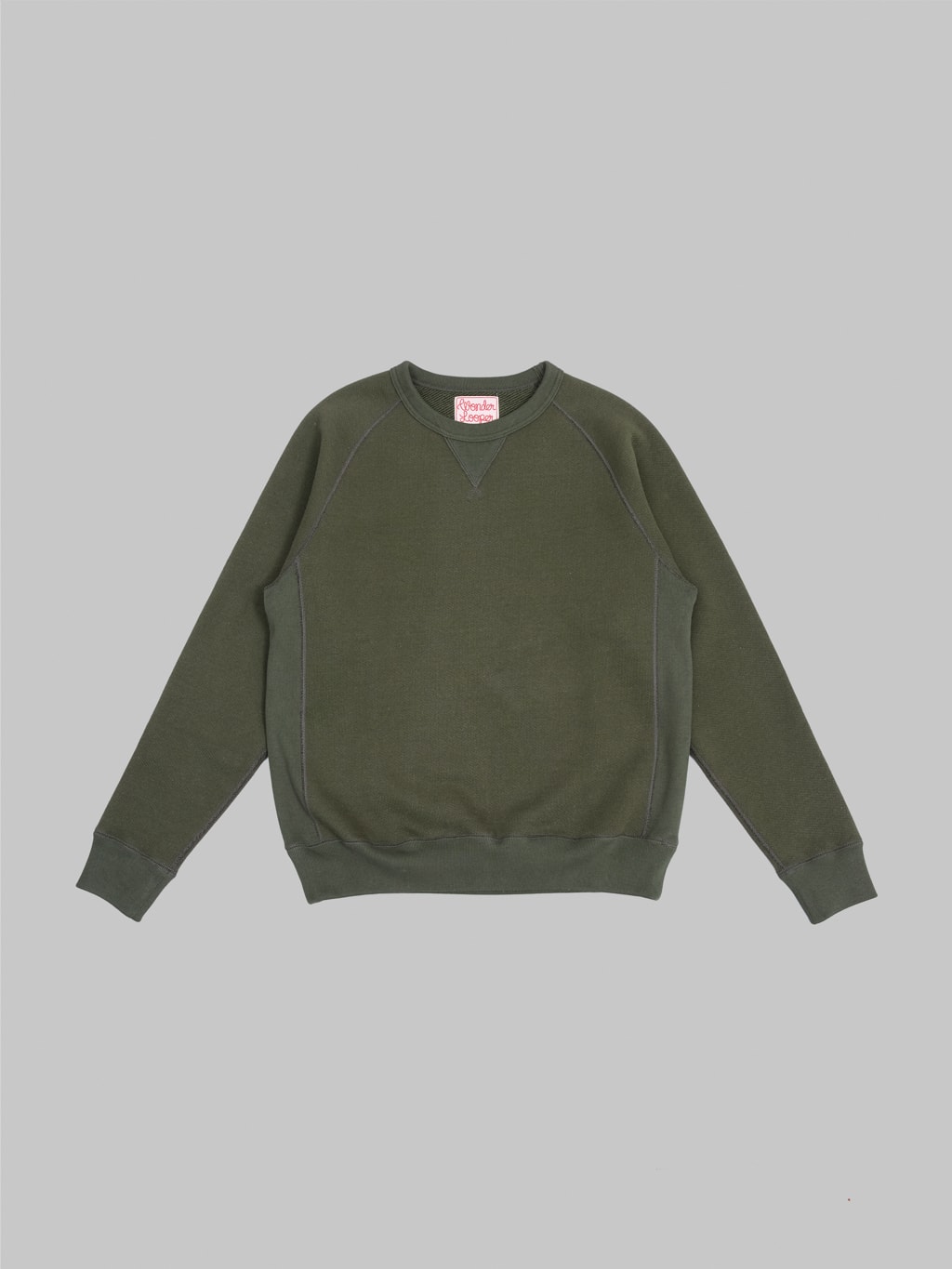 wonder looper pullover crewneck double heavyweight french terry khaki front