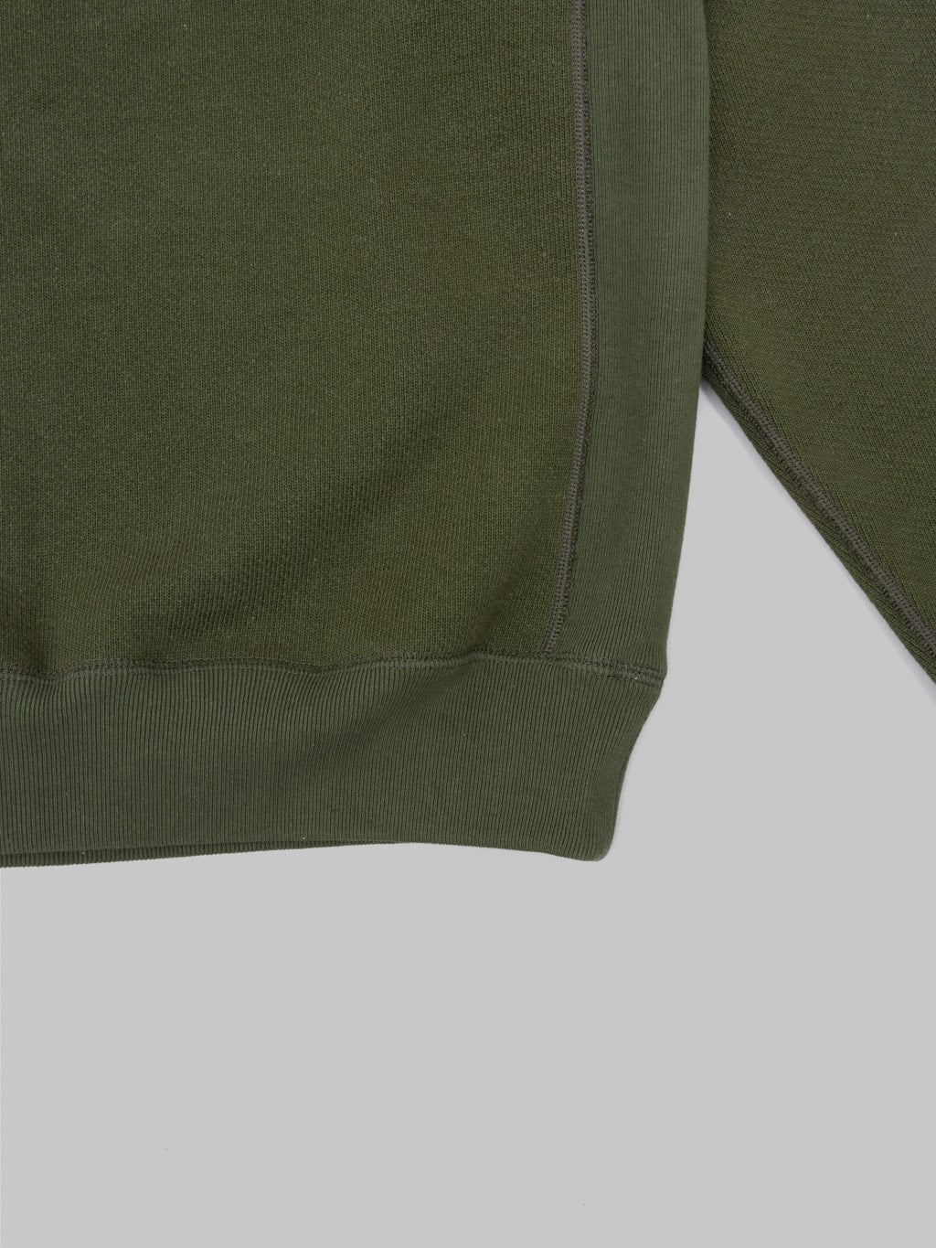 wonder looper pullover crewneck double heavyweight french terry khaki hem