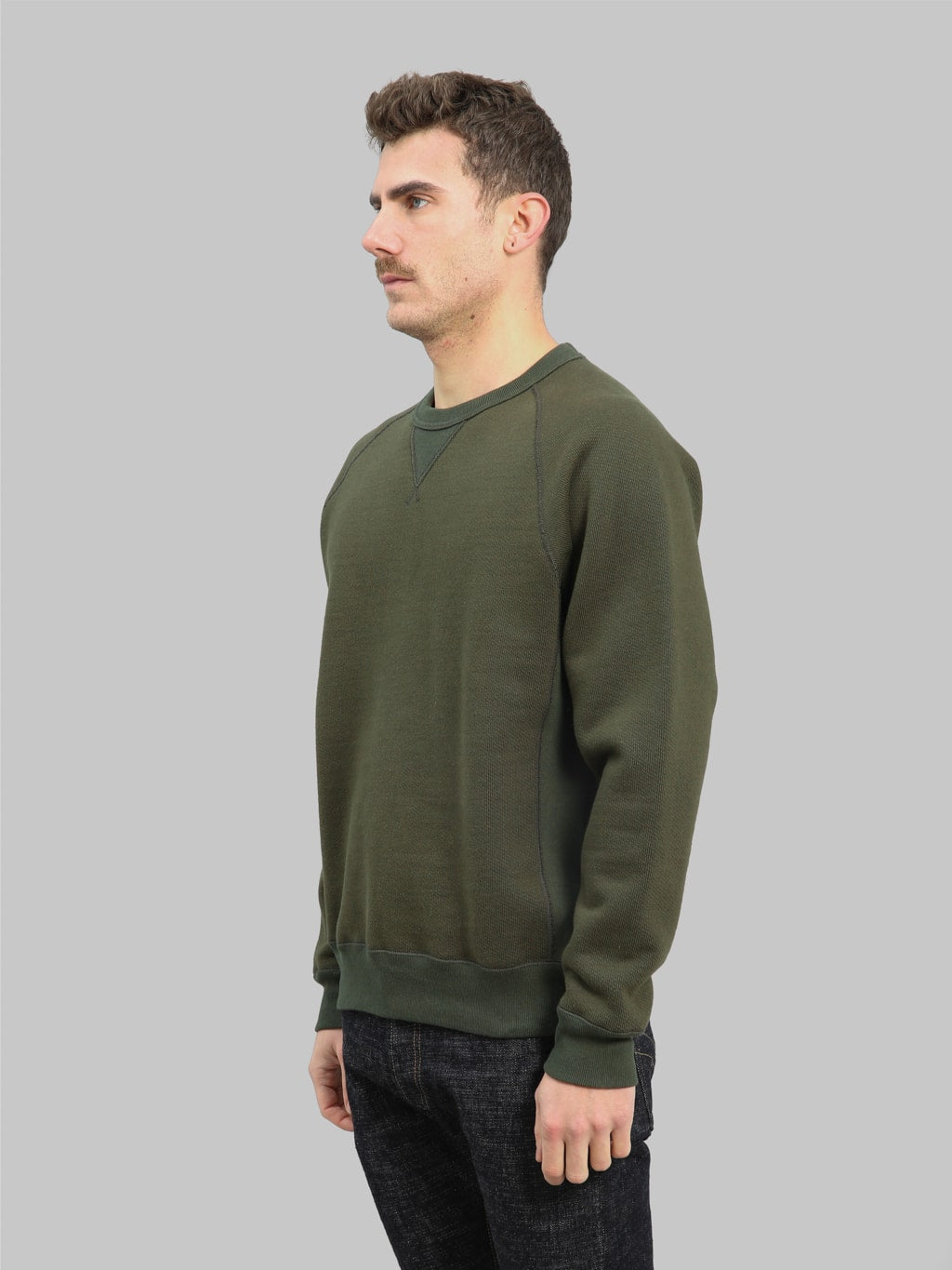 wonder looper pullover crewneck double heavyweight french terry khaki side fit