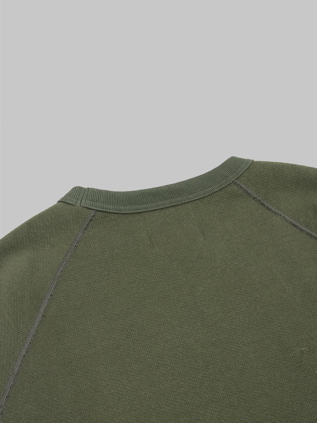 wonder looper pullover crewneck double heavyweight french terry khaki back collar