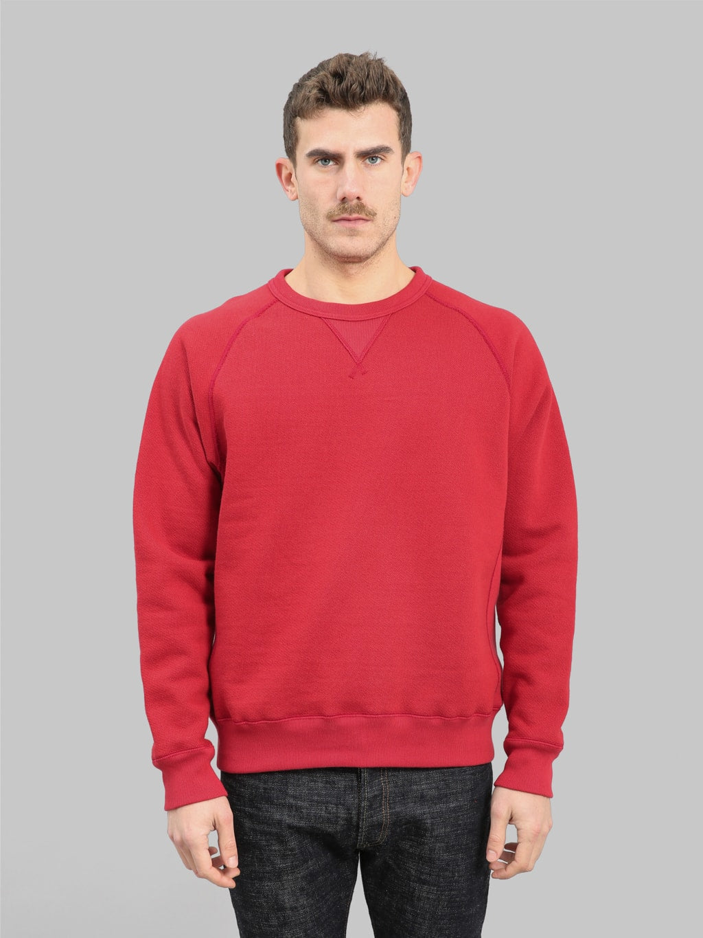 wonder looper pullover crewneck double heavyweight french terry red front fit