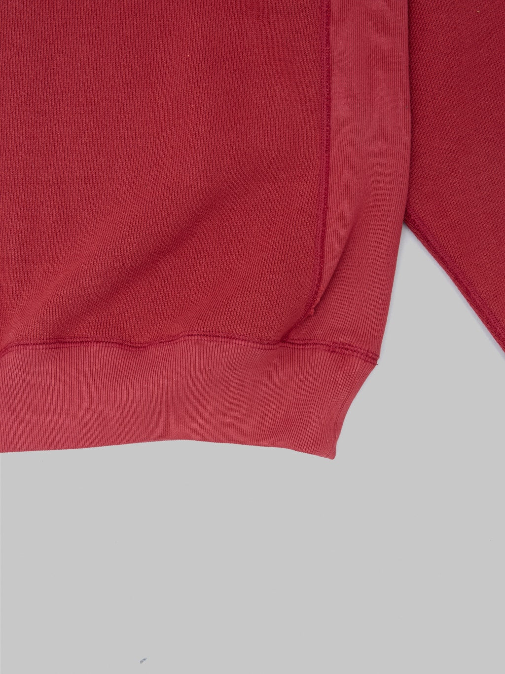 wonder looper pullover crewneck double heavyweight french terry red hem