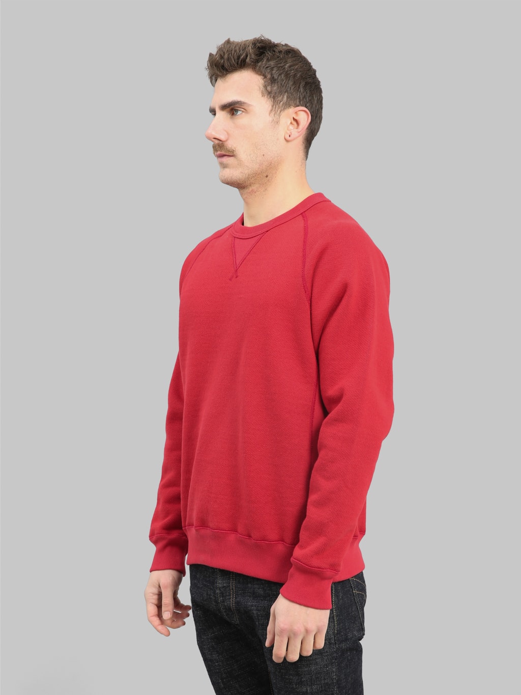 wonder looper pullover crewneck double heavyweight french terry red side fit