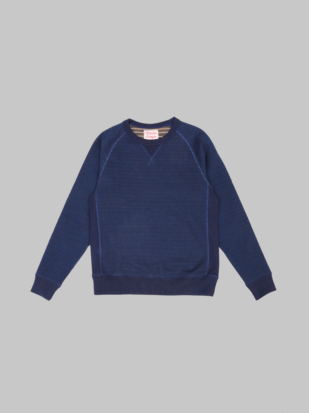 Wonder Looper Pullover Crewneck Real Indigo Blanket Striped  French Terry front