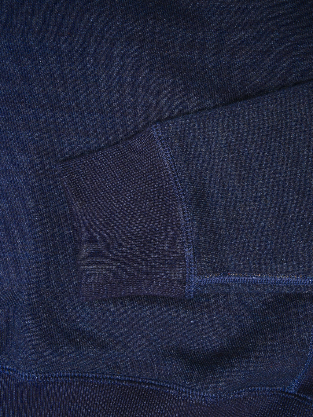 Wonder Looper Pullover Crewneck Real Indigo Blanket Striped  French Terry closeup