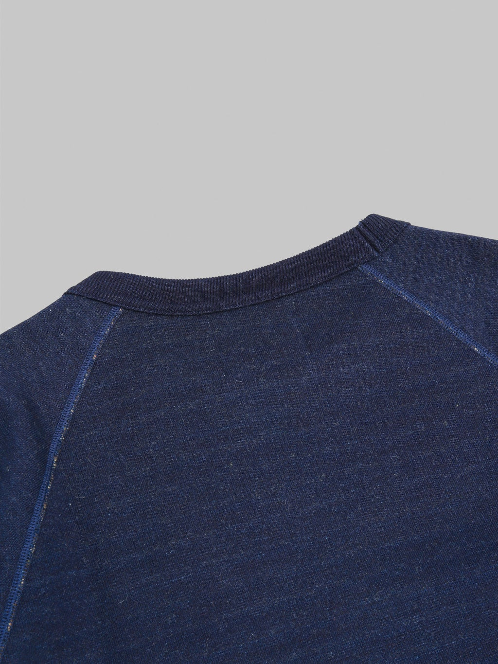 Wonder Looper Pullover Crewneck Real Indigo Blanket Striped  French Terry back collar