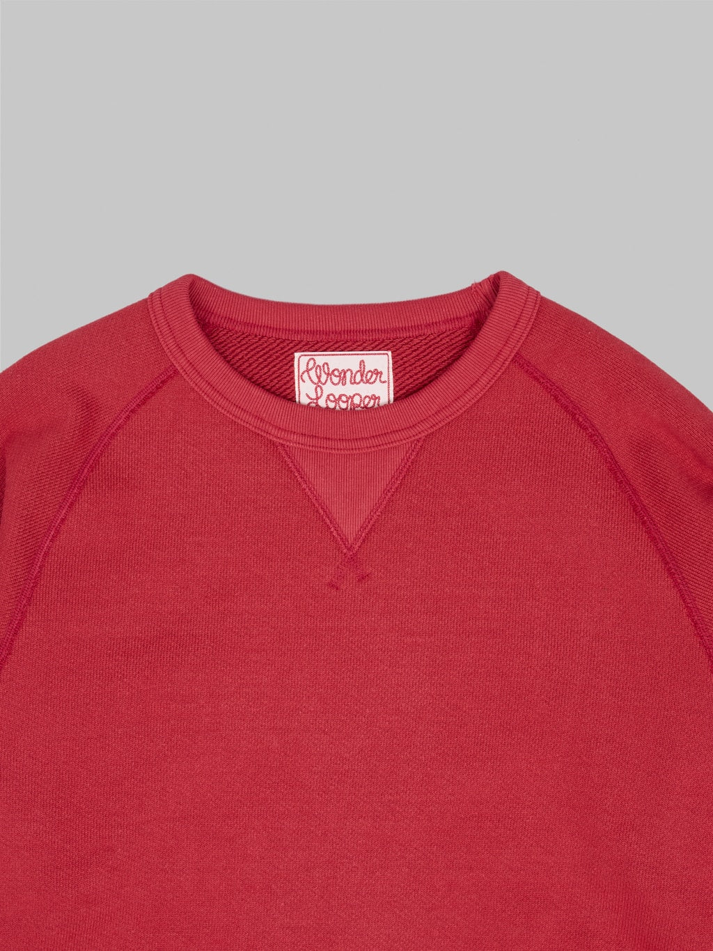 wonder looper pullover crewneck double heavyweight french terry red collar