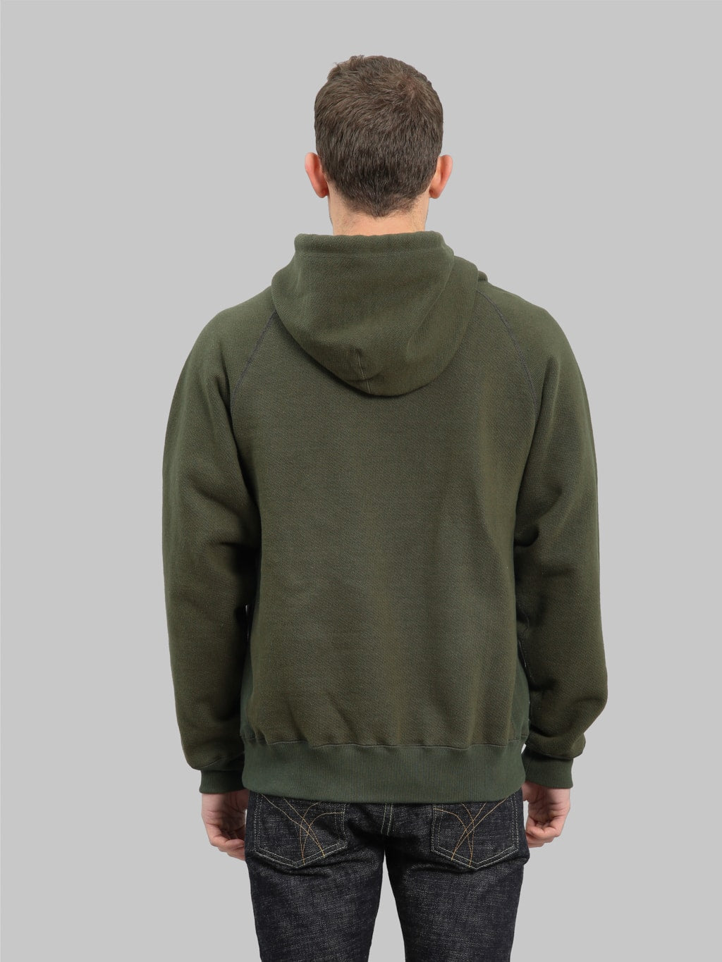 wonder looper pullover hoodie double heavyweight french terry khaki back fit