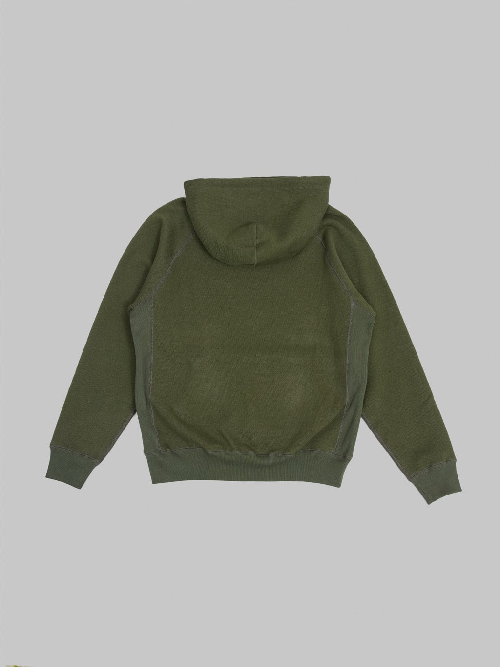 wonder looper pullover hoodie double heavyweight french terry khaki back