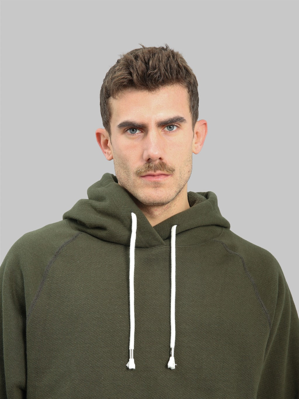 wonder looper pullover hoodie double heavyweight french terry khaki chest