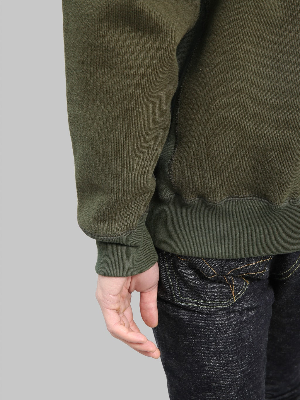 wonder looper pullover hoodie double heavyweight french terry khaki cuff