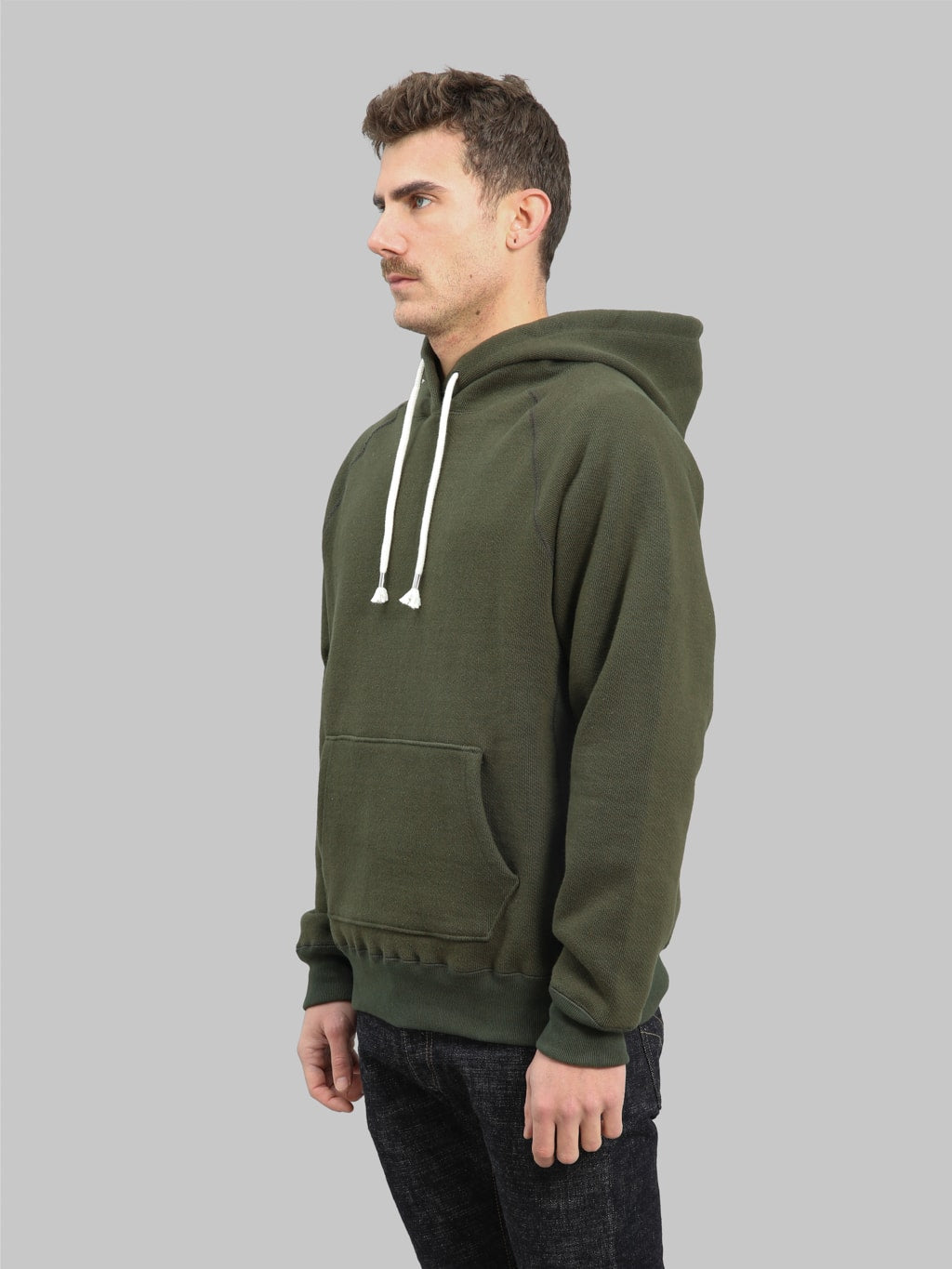 wonder looper pullover hoodie double heavyweight french terry khaki  side fit