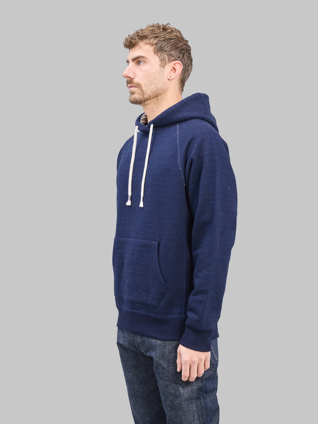 Wonder Looper Pullover Hoodie Real Indigo Blanket Striped French Terry side fit