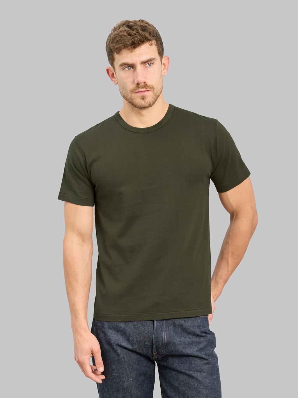 Wonder Looper Ultimate Pima Tsuriami Crewneck T-Shirt Khaki