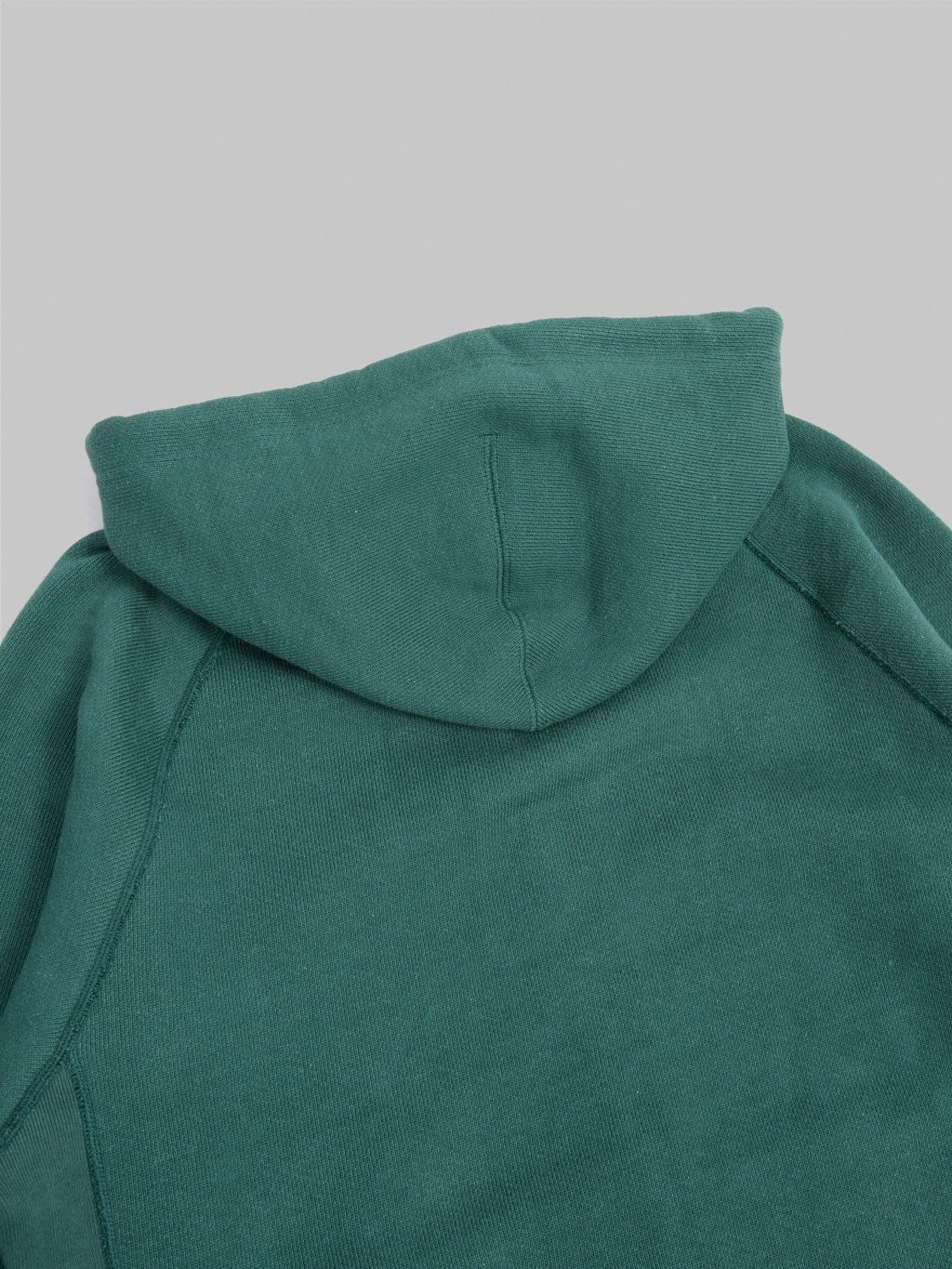 wonder looper zip hoodie double heavyweight french terry green hood