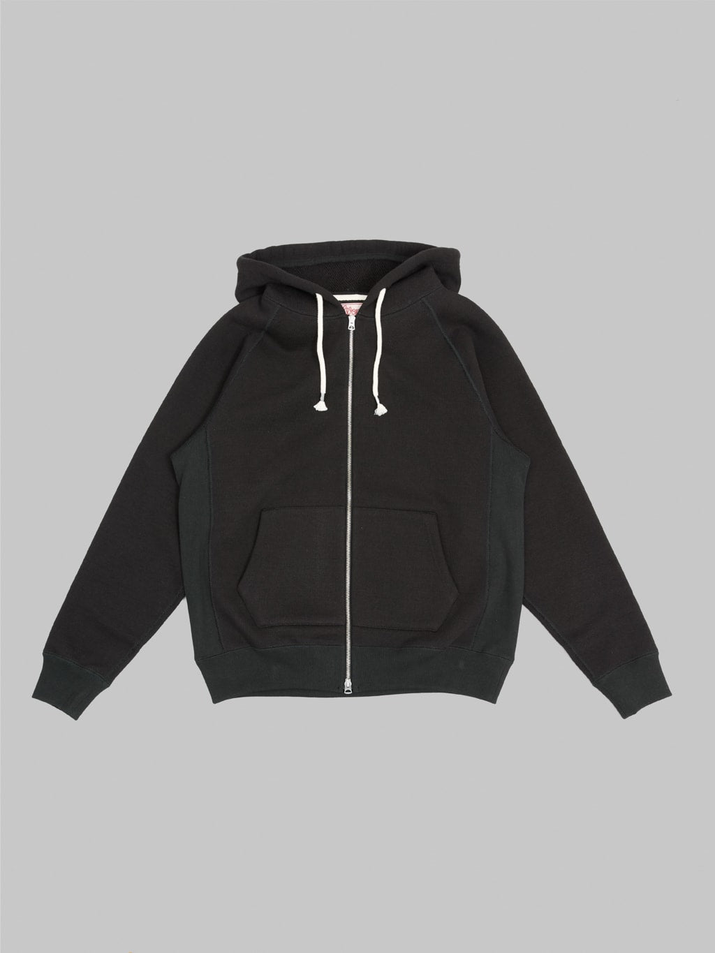 wonder looper zip hoodie double heavyweight french terry black front