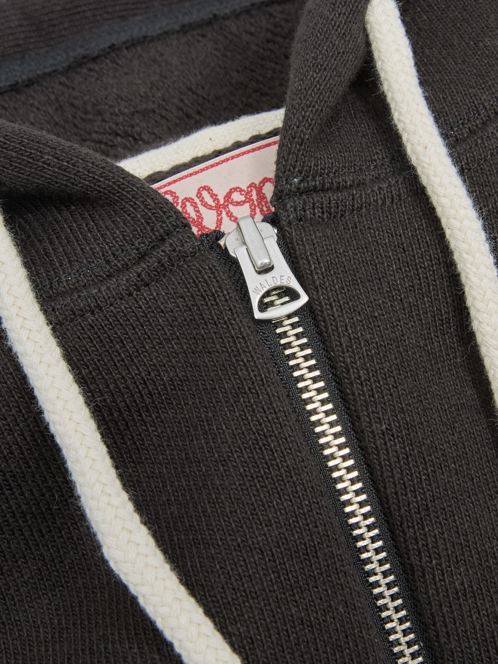 wonder looper zip hoodie double heavyweight french terry black fabric