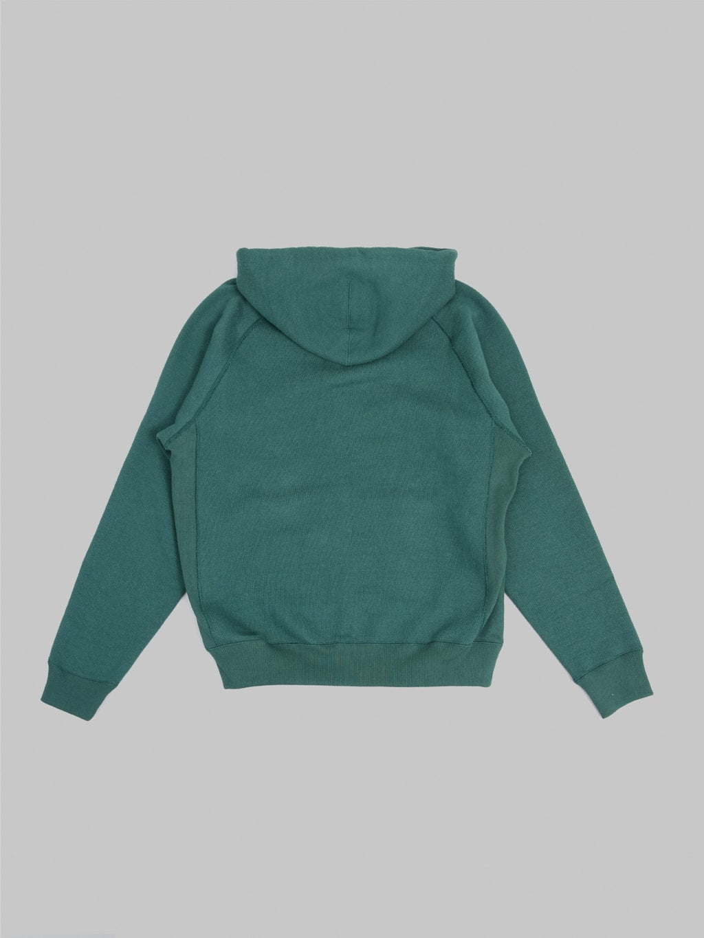 wonder looper zip hoodie double heavyweight french terry green back