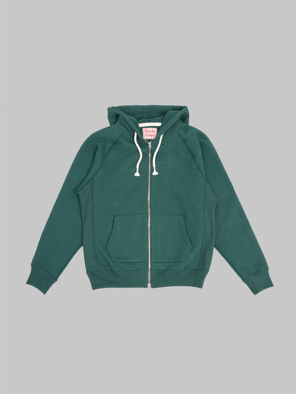 wonder looper zip hoodie double heavyweight french terry green front