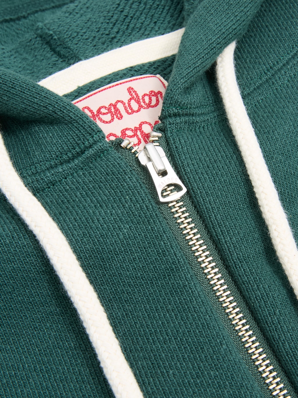 wonder looper zip hoodie double heavyweight french terry green fabric