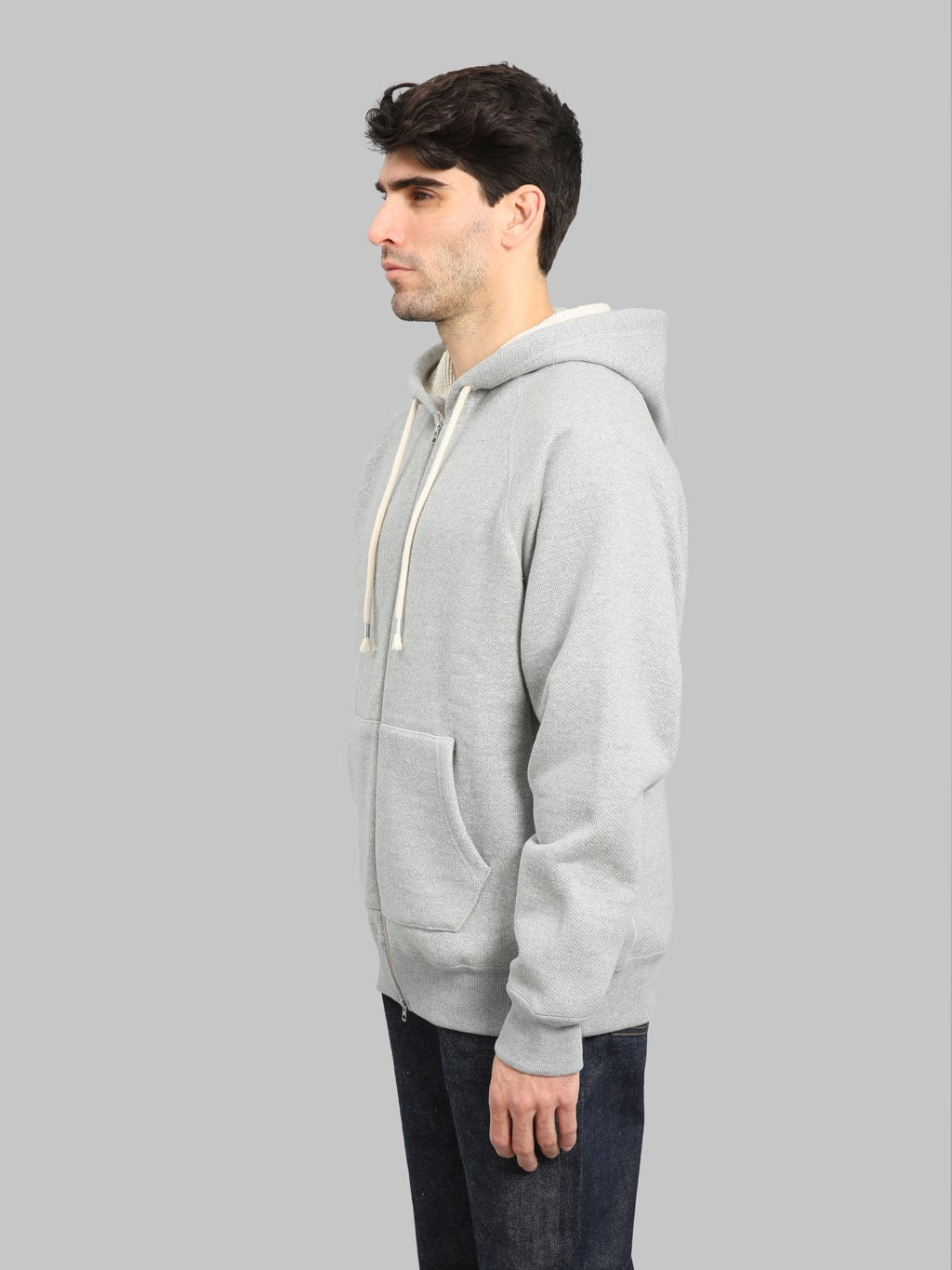 Wonder Looper Zip Hoodie 876gsm Double Heavyweight French Terry Heather Grey