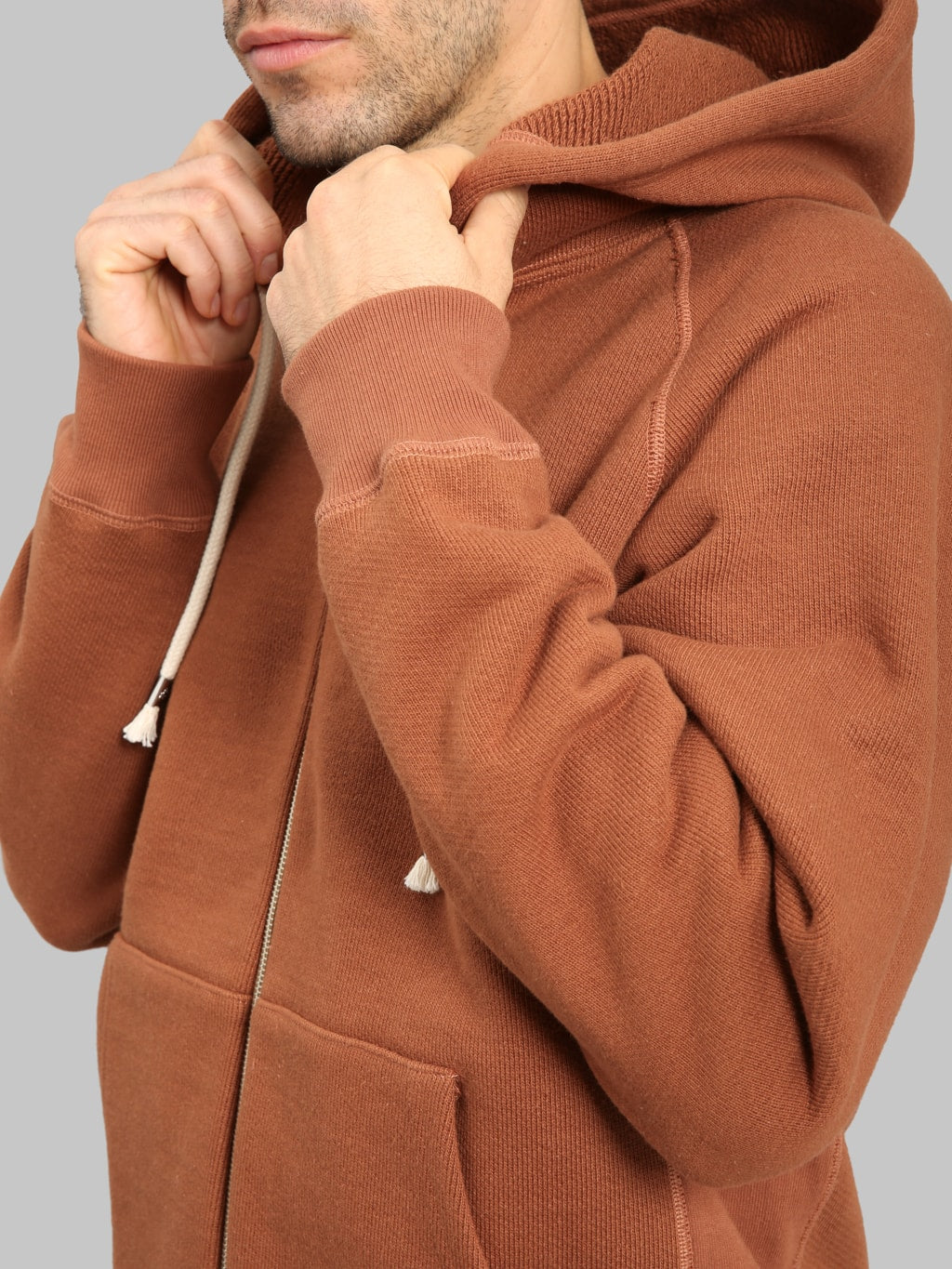 Wonder Looper Zip Hoodie 876gsm Double Heavyweight French Terry Rust
