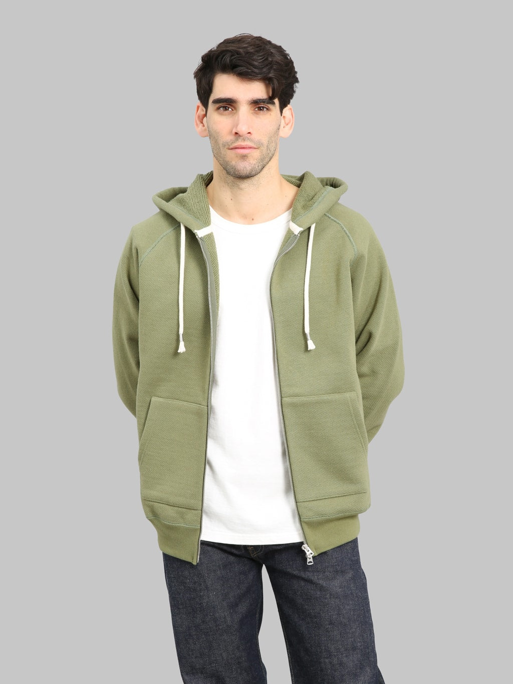 Wonder Looper Zip Hoodie 876gsm Double Heavyweight French Terry Sage