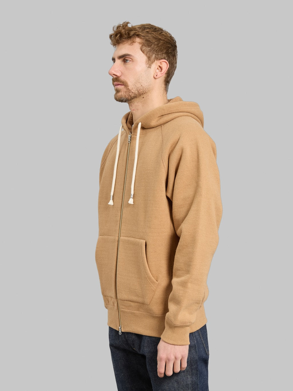 Wonder Looper Zip Hoodie Foxfibre® Double Heavyweight French Terry Coyote 80