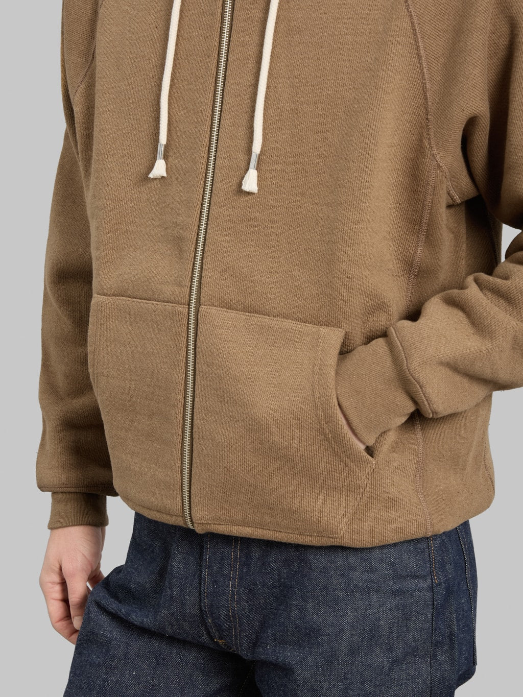 Wonder Looper Zip Hoodie Iron Mordant Foxfibre® Double Heavyweight French Terry Coyote 80