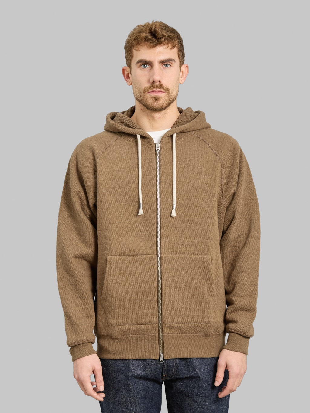 Wonder Looper Zip Hoodie Iron Mordant Foxfibre® Double Heavyweight French Terry Coyote 80