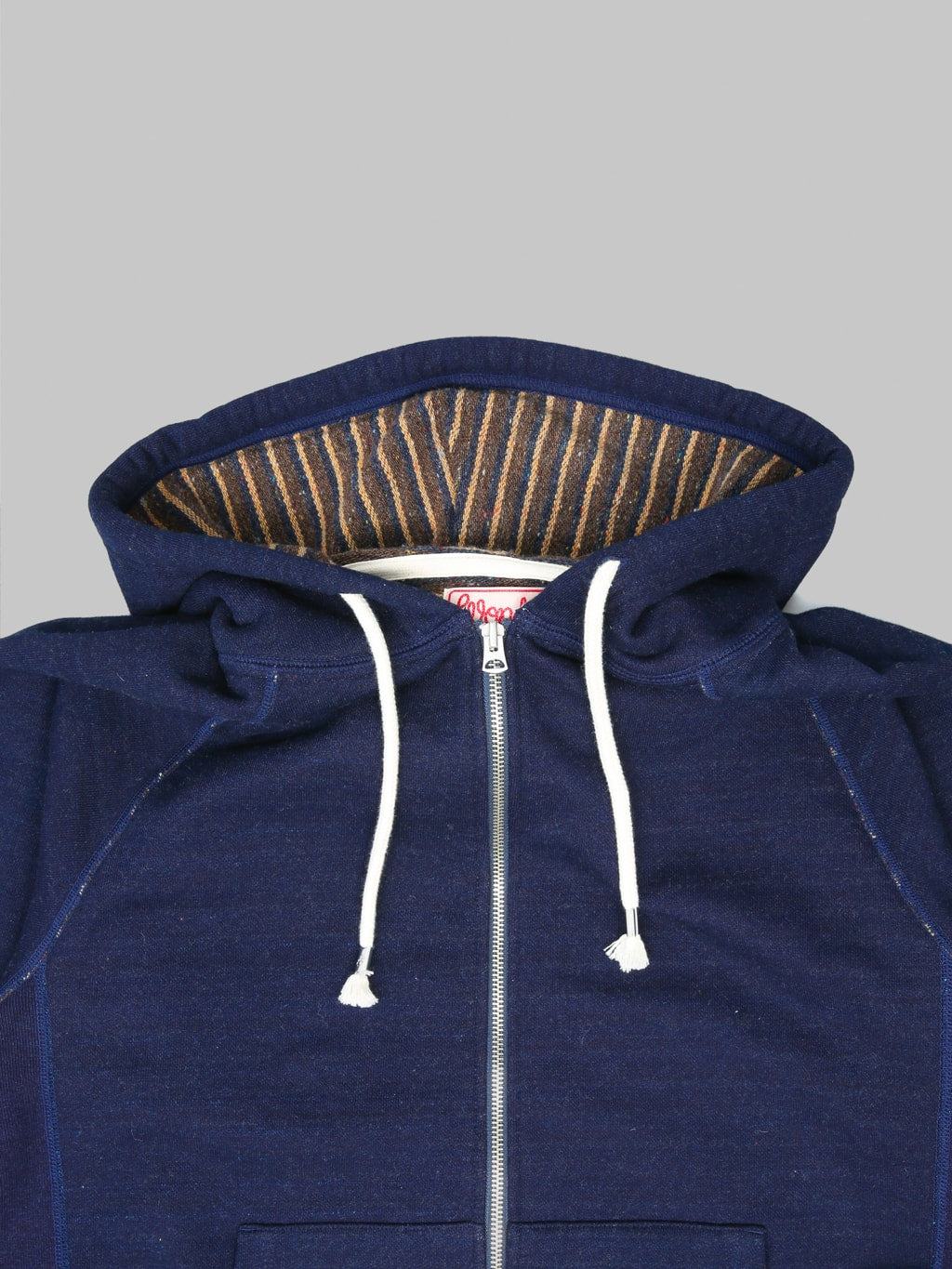 Wonder Looper Zip Hoodie Real Indigo Blanket Striped French Terry details