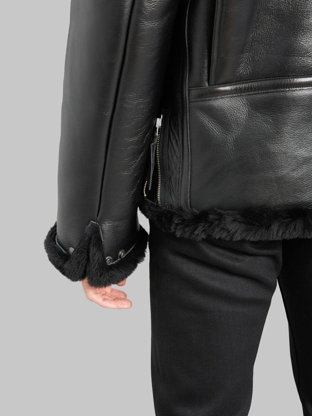 Y'2 Leather Colomer Mouton Type B-6 Horsehide Mouton Jacket Black