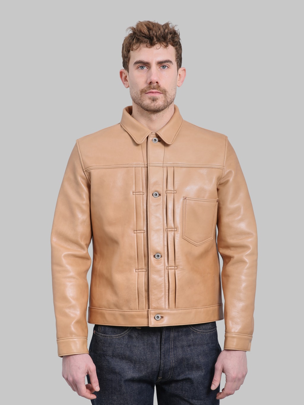 Y'2 Leather Kakishibu Horsehide Type I Jacket | Persimmon Dyed Leather