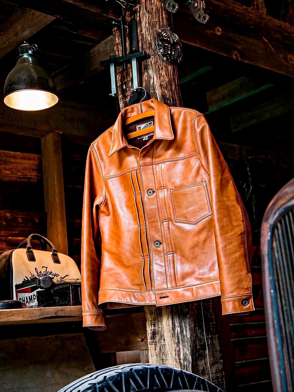 Y'2 Leather KB140T Kakishibu Persimmon Tanned Horsehide Type I Jacket - Redcast Heritage Co.