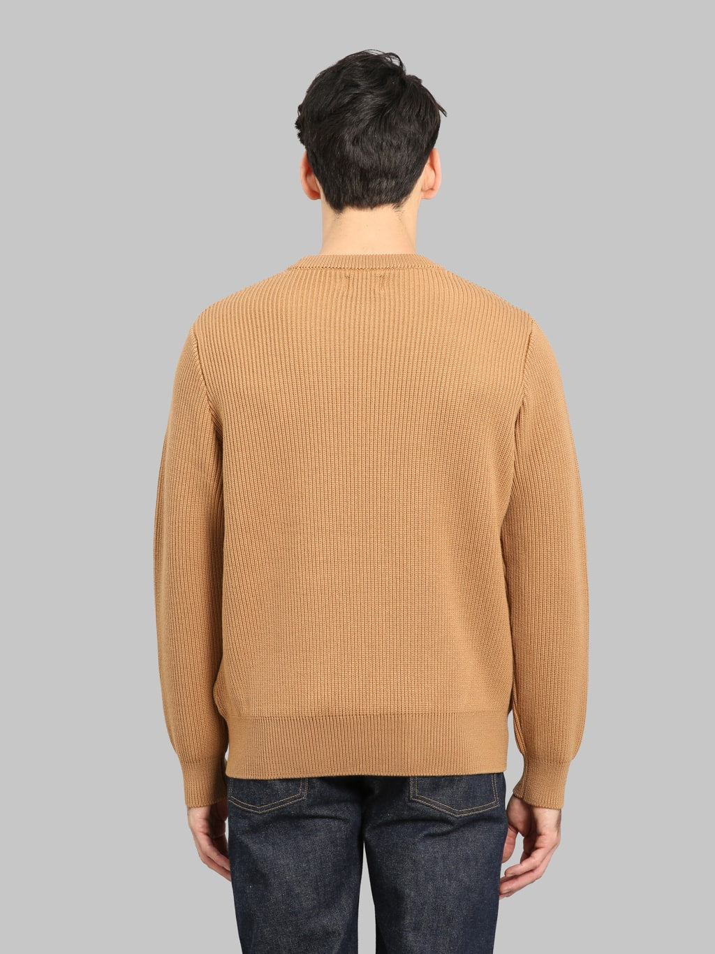 Yonetomi Extra Fine Wool Rib Knit Pullover Camel