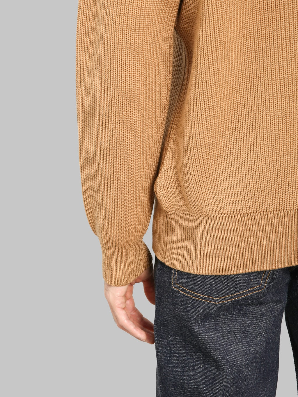 Yonetomi Extra Fine Wool Rib Knit Pullover Camel